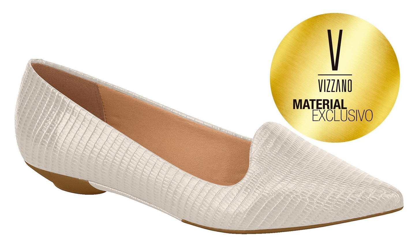 Vizzano 1131.529-1213 Women Brazilian Imprint Cream Flat Lizard Moccasin