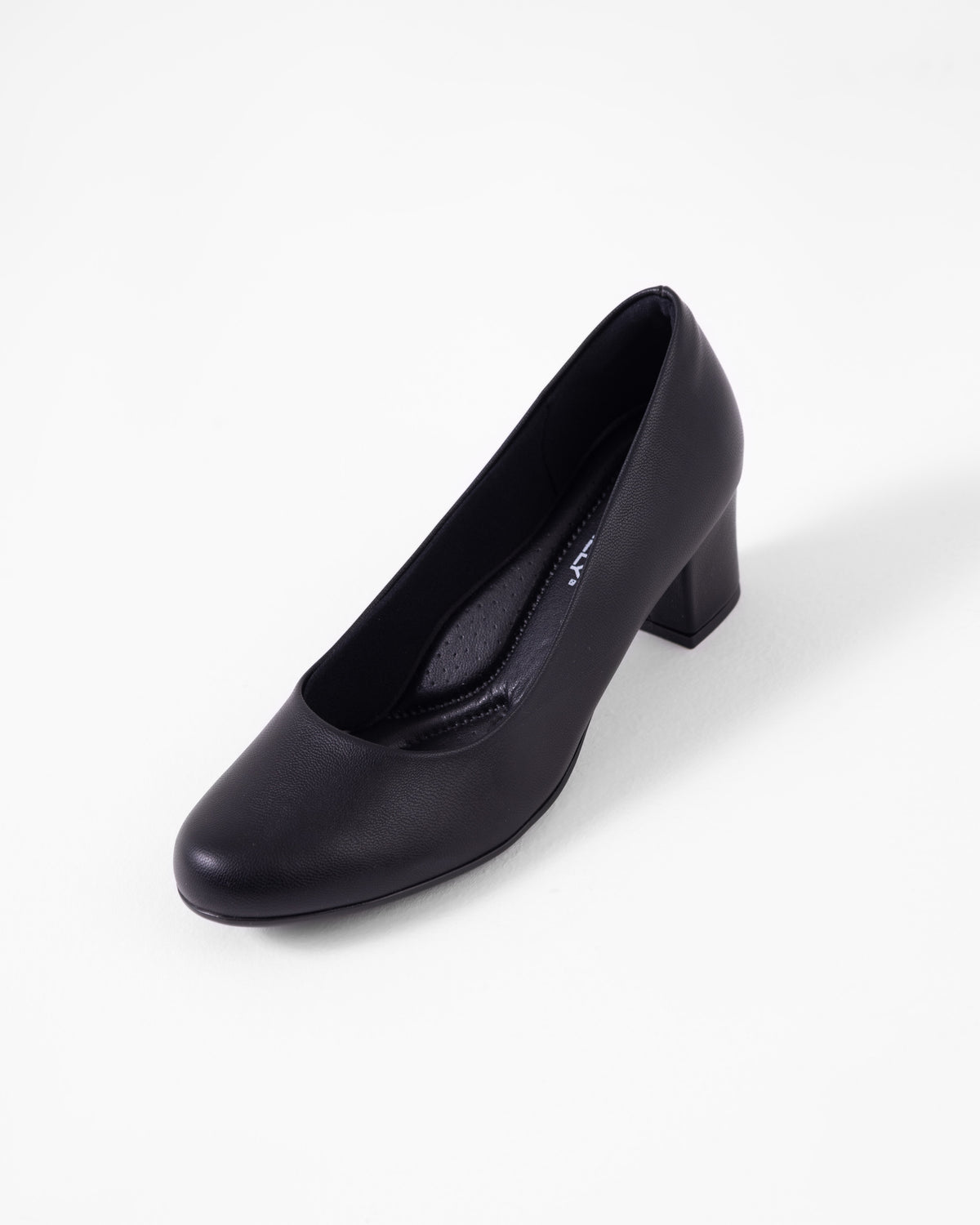 The Piccadilly Ref: 439A Flight Attendant Terminal & Cabin Shoe is a black, closed-toe, mid-heeled dress shoe for women—perfect airline crew footwear or Qantas uniform shoe—shown against a white background.