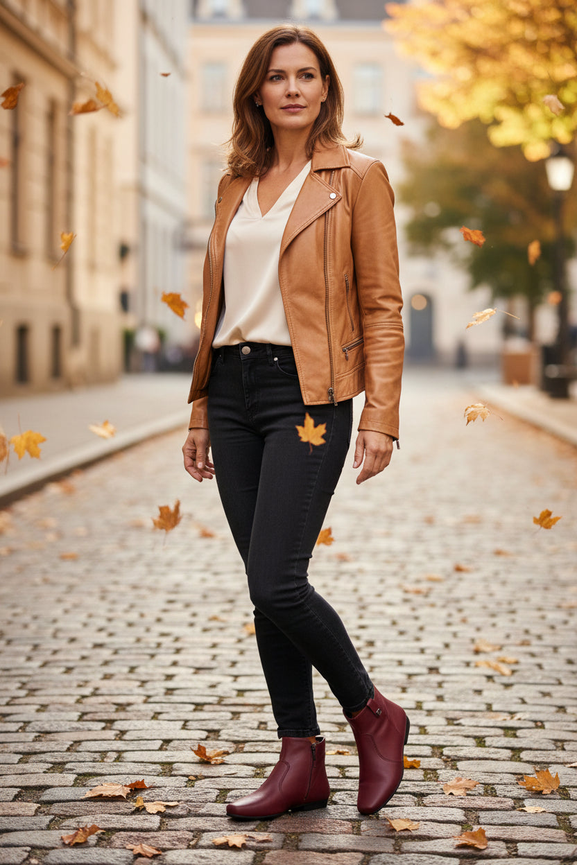 Piccadilly Low Heel Ankle Boot - Soft Ruby (Ref 250231-02)