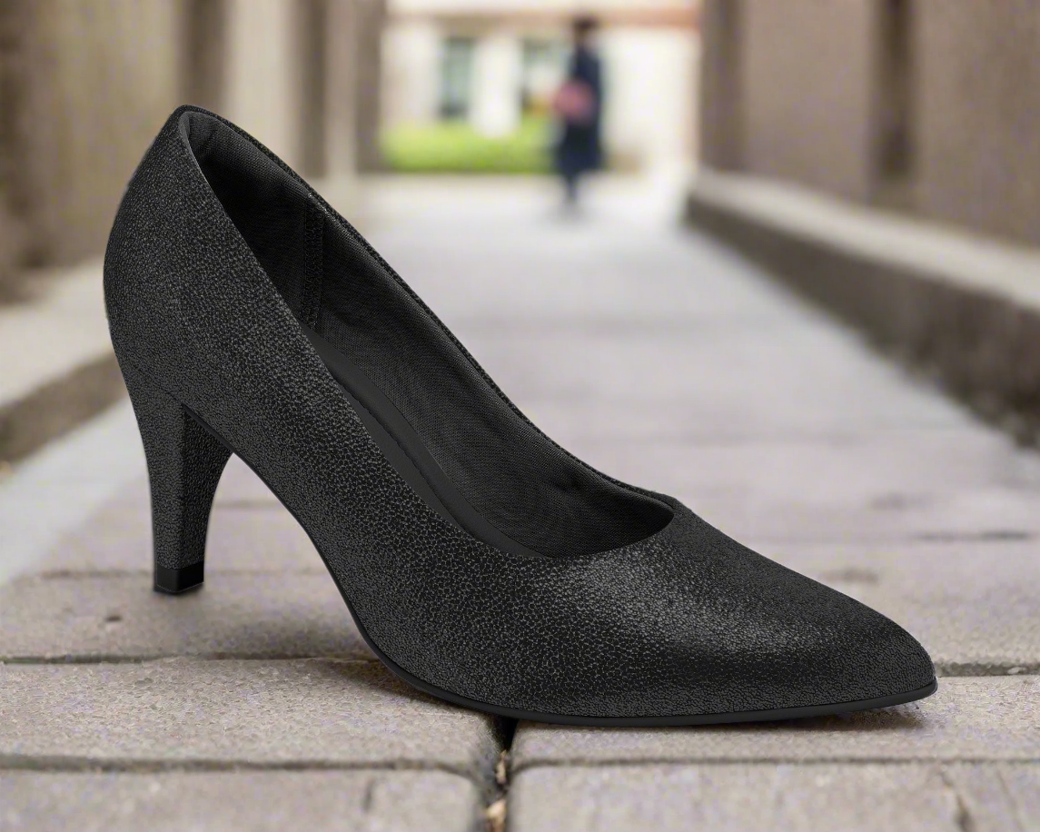 Piccadilly Working Woman Heel - Black Glitter(Ref 745035-796)