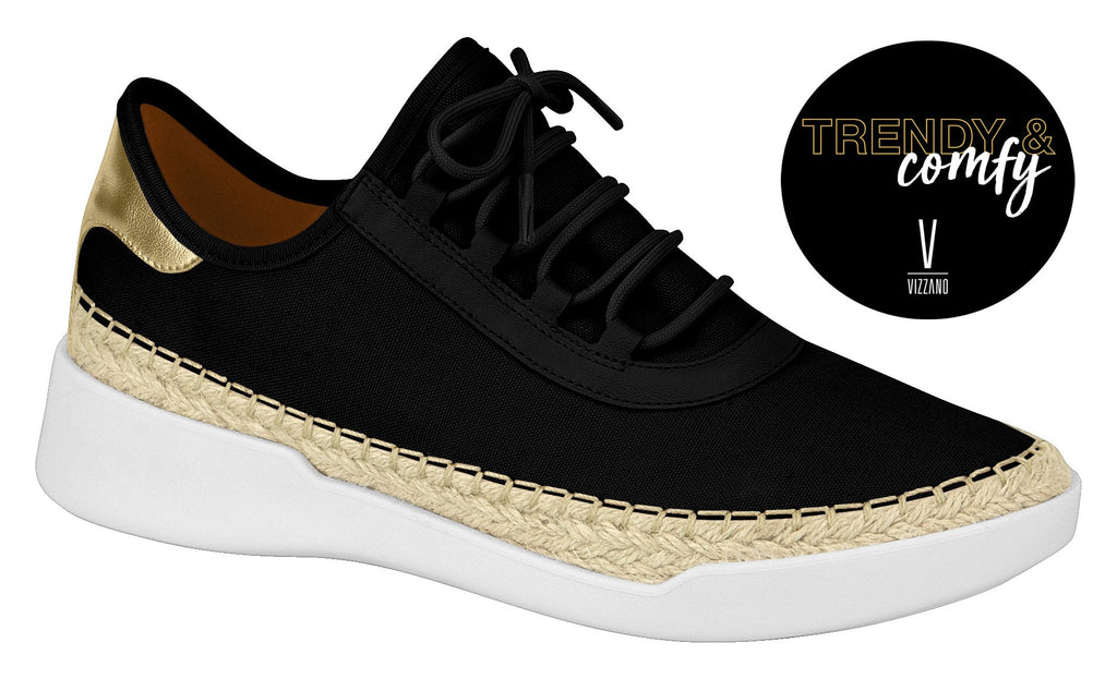 Vizzano 1328.100 Women Fashion Sneaker in Black Gold | Piccadilly