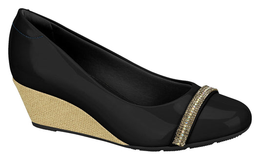Beira Rio 7324.104-1294 Women Fashion Wedge Round Toe Shoe Comfort Business in Black Natural