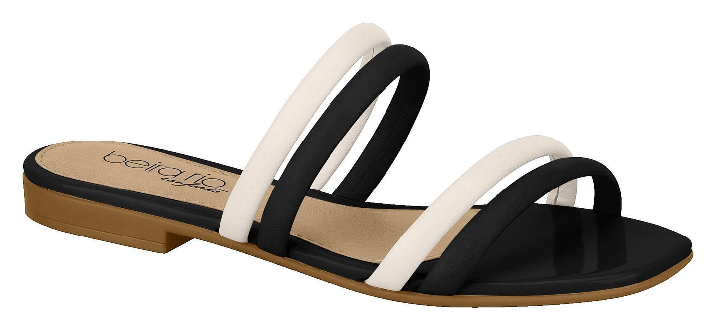 Beira Rio 8328.126-1337 Women Fashion Flat Flip-Flop Comfort in Cream Black