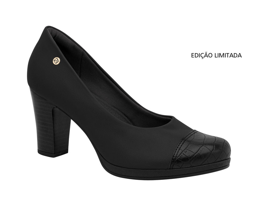 Piccadilly Ref: 130208 Business Court Shoe Medium Heel in Elastic Stretch Black