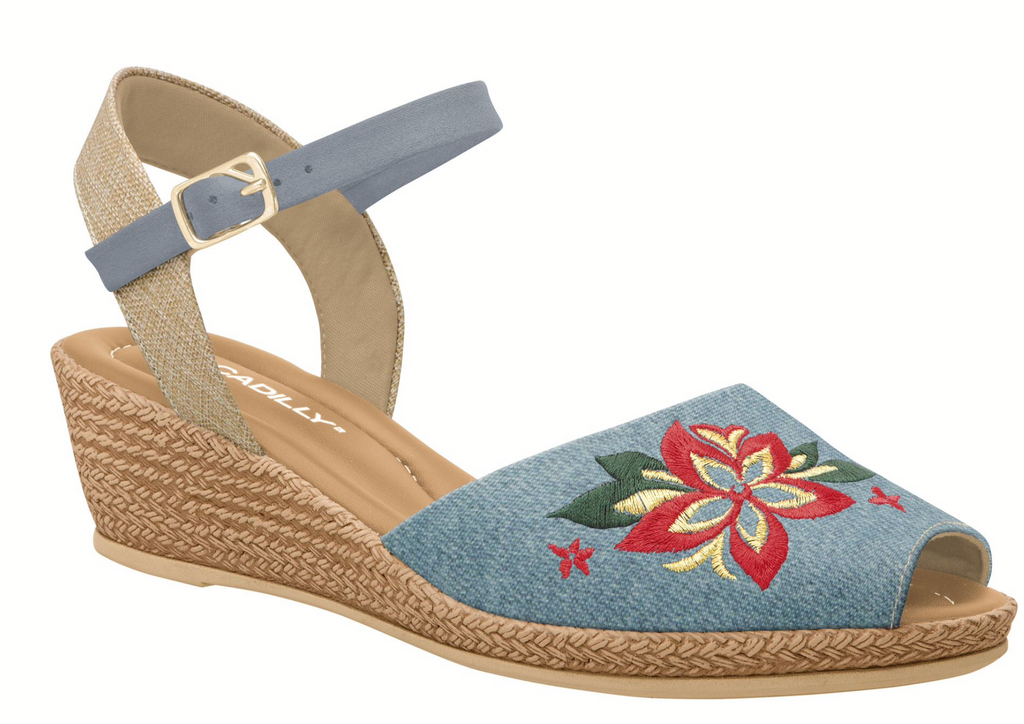 PICCADILLY クロコダイル 26cm Piccadilly 407016-1056 Women Sandal Wedge Denim | Piccadilly