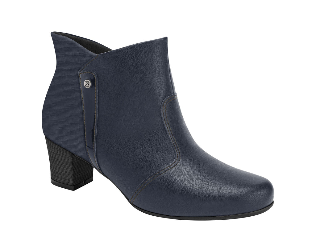 Ref: 110168-025 Piccadilly Ankle Boot &nbsp;- Navy Mid-Heel Boots: Crafted in Brazil with Smart Fit and Callus-Free Comfort