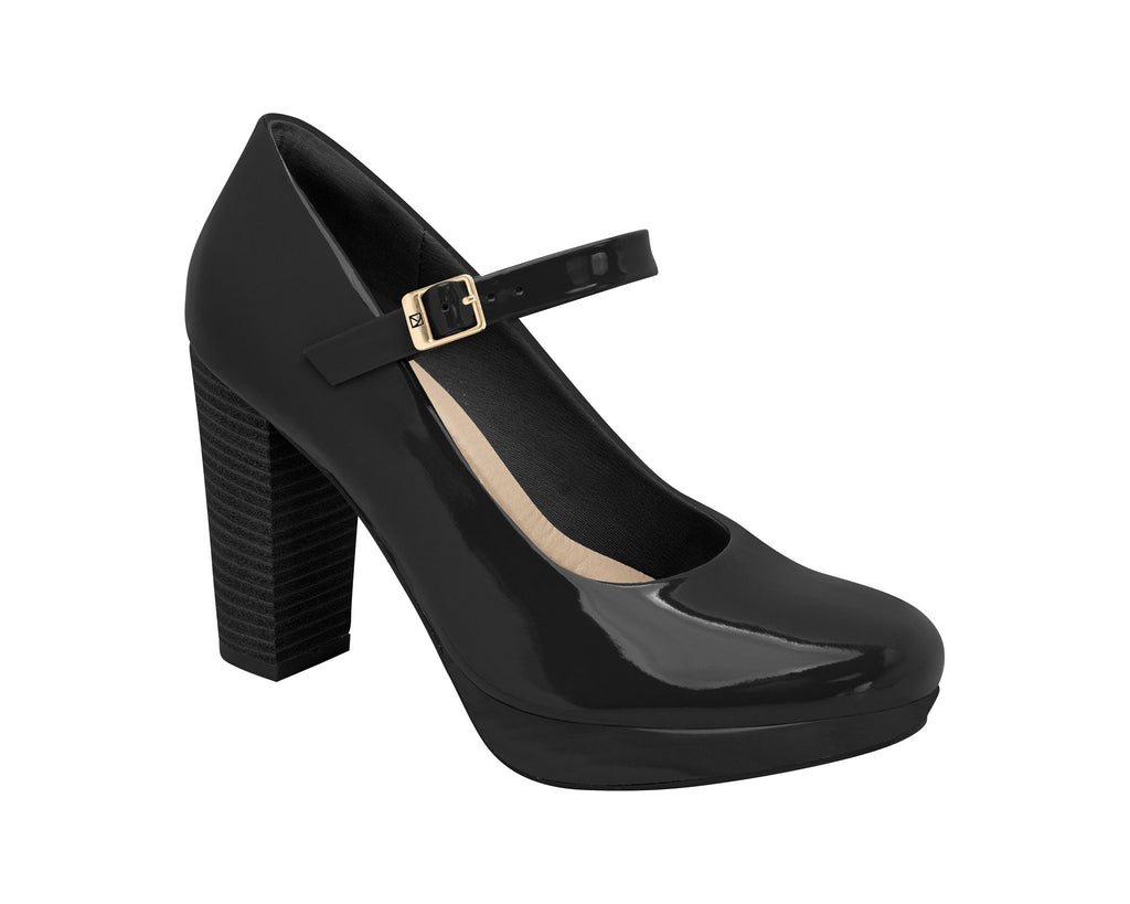 Piccadilly Reference: 844002 - High Heel Patented Black Mary Jane Shoe for Business, Court, or Professional Occasions.