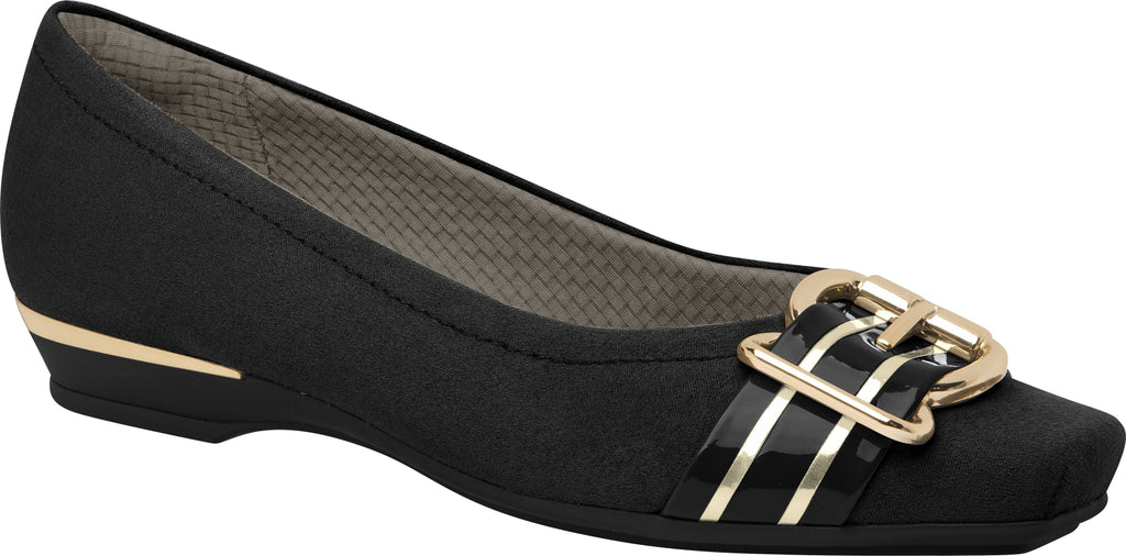 Ref: 147108-1153 Women Fashion Black Ballet Shoe With Gold Detail in Heel