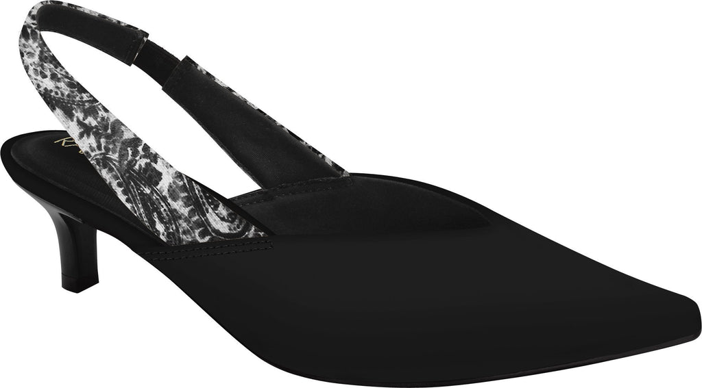 Ramarim 1886201 Women Fashion Comfortable Slingback Kitten Heel Shoe in Black Nobuck