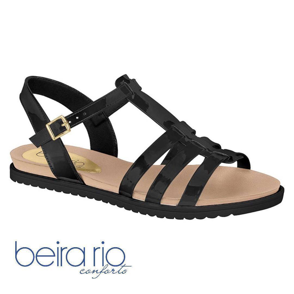 Beira Rio 8337.104-1339 Women Fashion Flat Summer Sandal Gladiator Comfort in Black