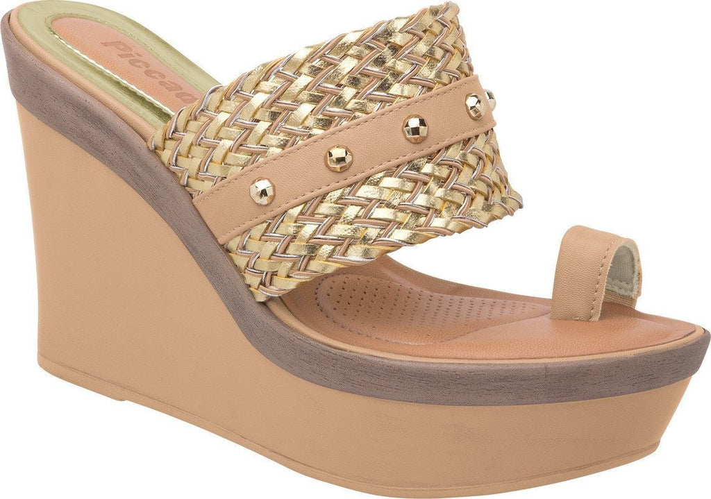 Piccadilly 610001-271 Women High Wedge Sandal Nude
