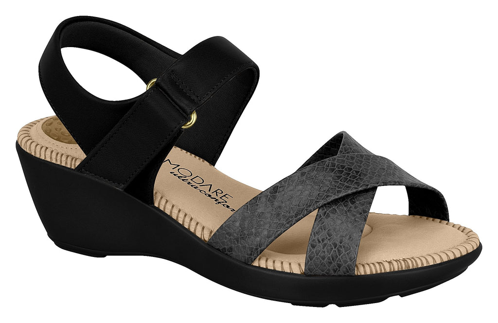 Modare 7023.337 Women Wedge Fashion Sandal Travel Casual Shoe in Multi Black
