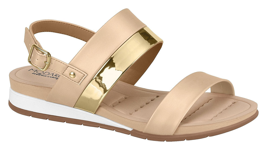 Beira Rio 7113.103-1303 Women Flat Platform Wedge Fashion Summer Comfort Sandal in Gold Beige