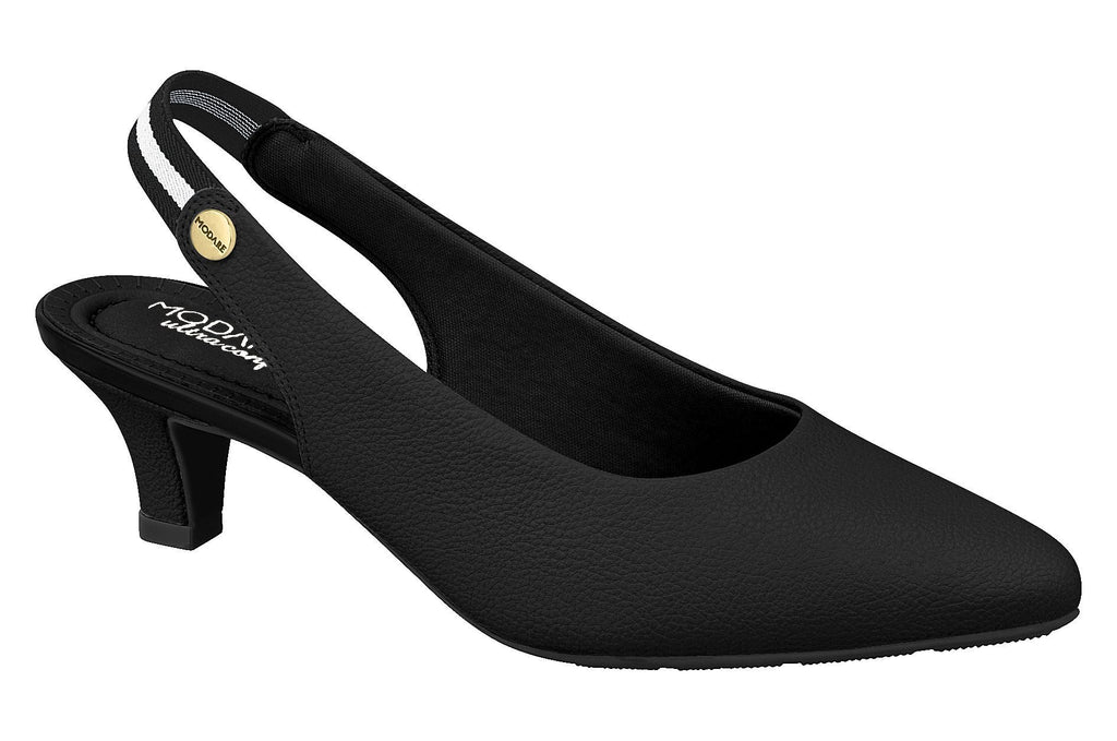 Beira Rio 7314.109-1259 Women Fashion SlingBack Kitten Heel Shoe Comfort in Black