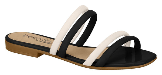Beira Rio 8328.126-1337 Women Fashion Flat Flip-Flop Comfort in Cream Black