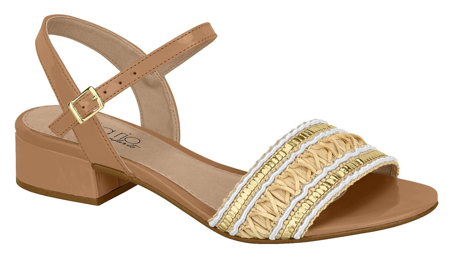 Beira Rio 8374.106-1352 Women Fashion Low Heel Summer Sandal Comfort in Natural Caramel