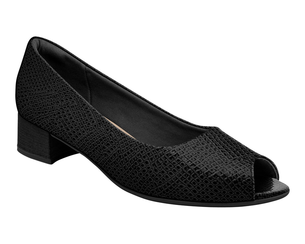 Piccadilly Ref: 114046 Business Court Pip Toe Shoe Low Heel in Black